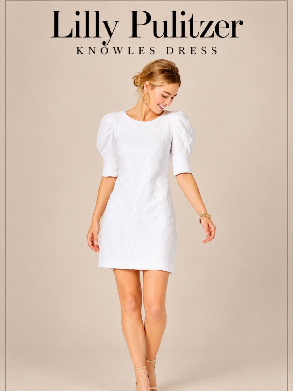 Lilly Pulitzer Knowles dress Resort White Knit Pucker Jacquard Size Large $198